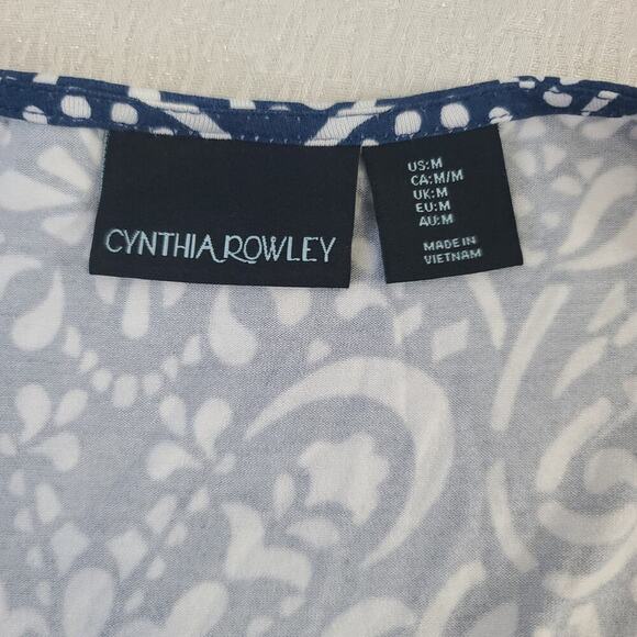 Cynthia Rowley women's blue paisley faux wrap long sleeve dress Size Med Career - Picture 9 of 10